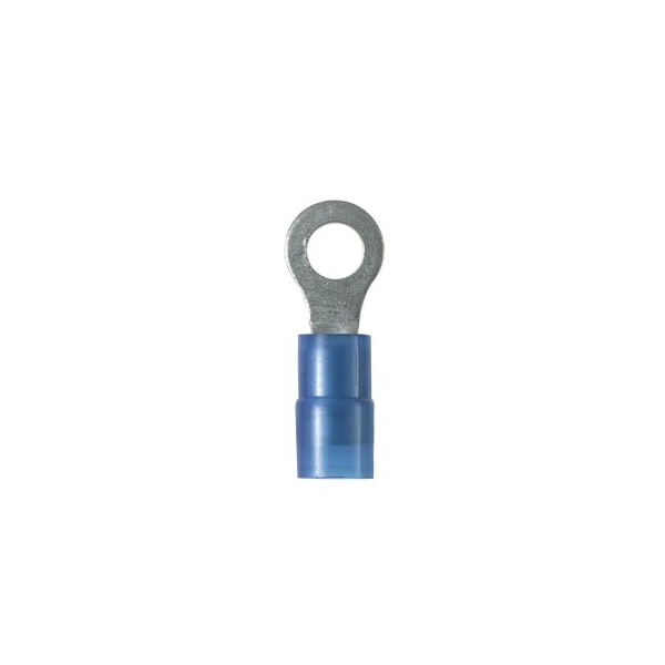 Ring Terminal, 5/16 in Stud Size, 14 AWG, 600 V, Nylon Insulated, Blue, 1000 PK